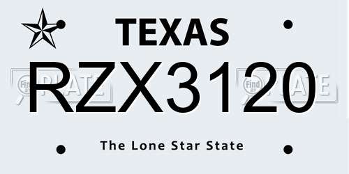 RZX3120 Texas License Plate