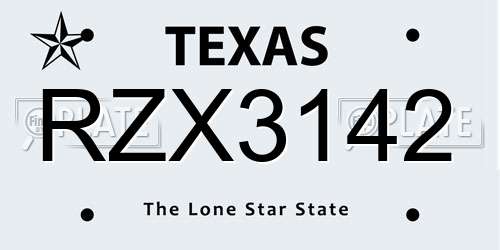 RZX3142 Texas License Plate