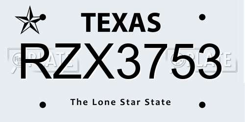 RZX3753 Texas License Plate