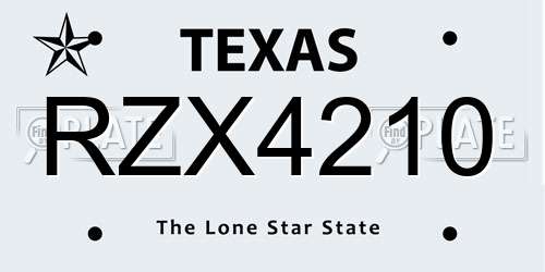 RZX4210 Texas License Plate