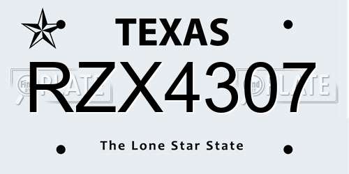 RZX4307 Texas License Plate