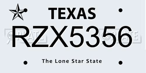 RZX5356 Texas License Plate