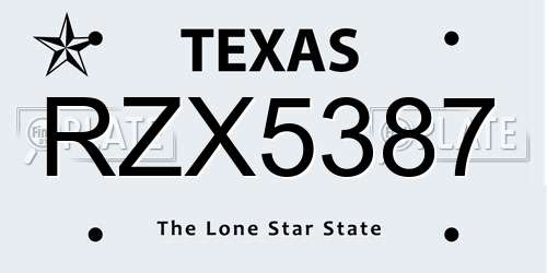 RZX5387 Texas License Plate