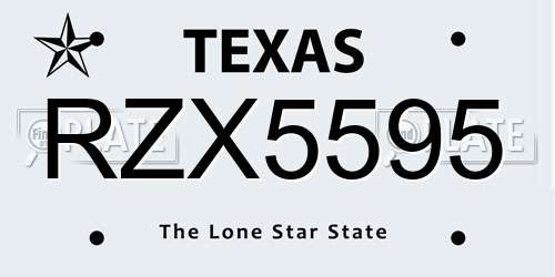 RZX5595 Texas License Plate