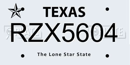 RZX5604 Texas License Plate