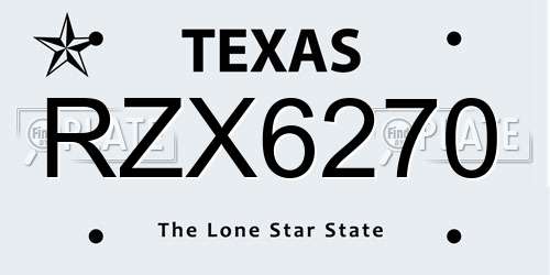 RZX6270 Texas License Plate