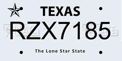 RZX7185 Texas License Plate