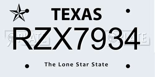 RZX7934 Texas License Plate