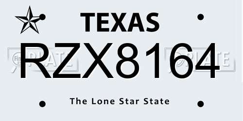 RZX8164 Texas License Plate
