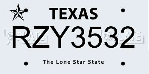RZY3532 Texas License Plate