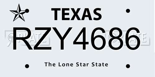 RZY4686 Texas License Plate
