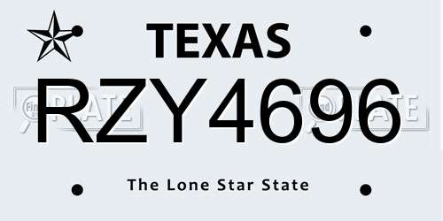 RZY4696 Texas License Plate
