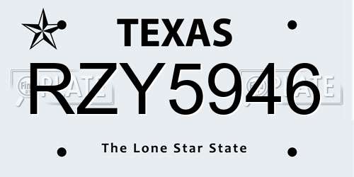RZY5946 Texas License Plate