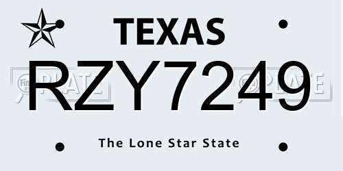RZY7249 Texas License Plate