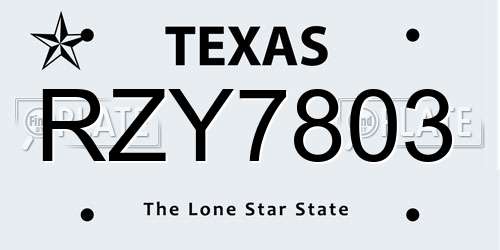 RZY7803 Texas License Plate