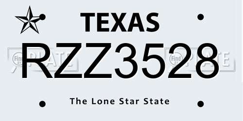 RZZ3528 Texas License Plate
