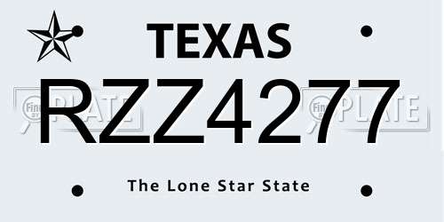RZZ4277 Texas License Plate