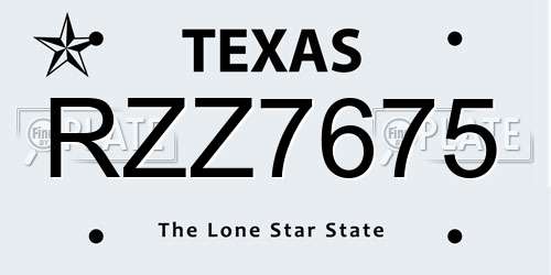 RZZ7675 Texas License Plate