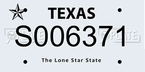 S006371 Texas License Plate