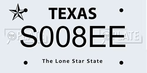 S008EE Texas License Plate