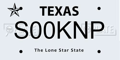 S00KNP Texas License Plate