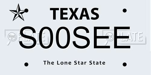 S00SEE Texas License Plate