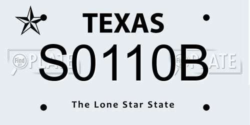 S0110B Texas License Plate