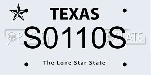S0110S Texas License Plate