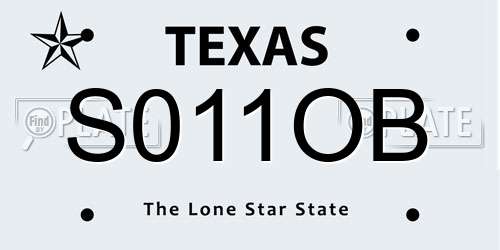 S011OB Texas License Plate