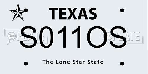 S011OS Texas License Plate