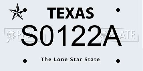 S0122A Texas License Plate