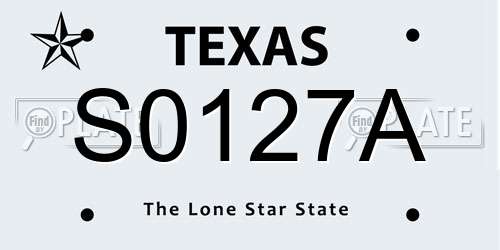 S0127A Texas License Plate