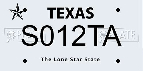S012TA Texas License Plate