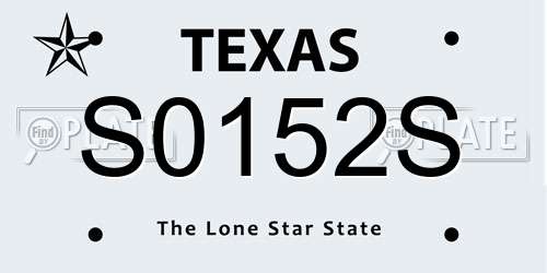 S0152S Texas License Plate