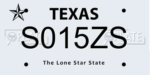 S015ZS Texas License Plate
