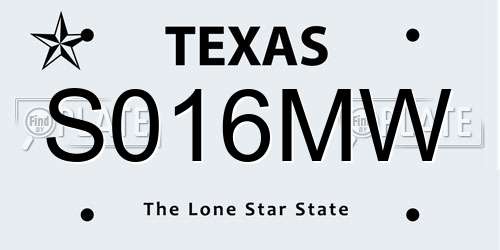 S016MW Texas License Plate