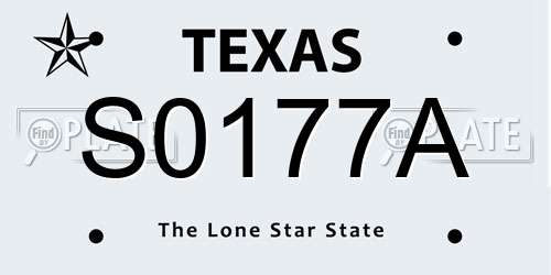 S0177A Texas License Plate