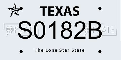 S0182B Texas License Plate