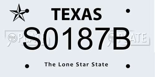S0187B Texas License Plate