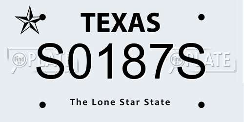 S0187S Texas License Plate