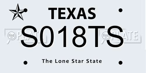 S018TS Texas License Plate
