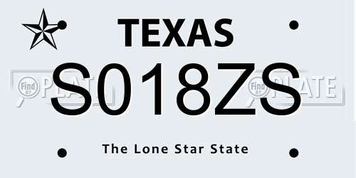 S018ZS Texas License Plate