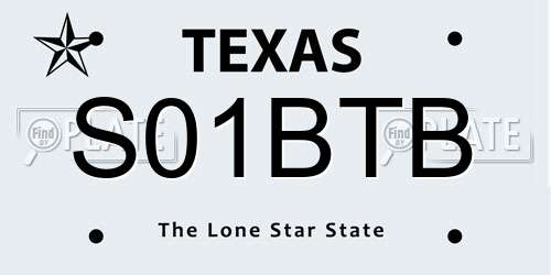 S01BTB Texas License Plate
