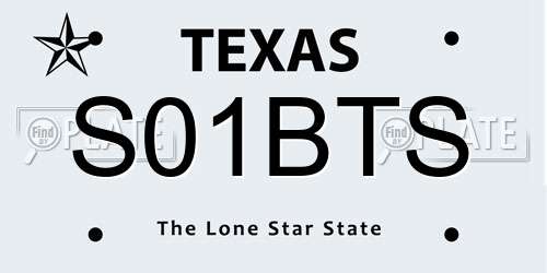 S01BTS Texas License Plate