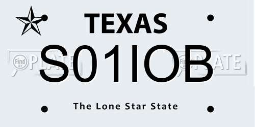 S01IOB Texas License Plate