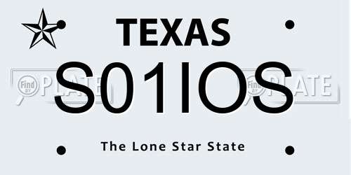 S01IOS Texas License Plate