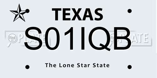 S01IQB Texas License Plate