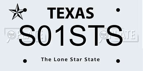 S01STS Texas License Plate
