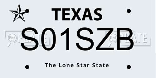 S01SZB Texas License Plate
