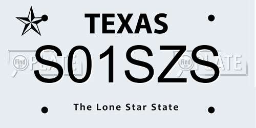 S01SZS Texas License Plate